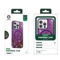 Green Lion Magnetic Happiness 3D Glitter Resin Case for iPhone 14 Pro Max - Pink