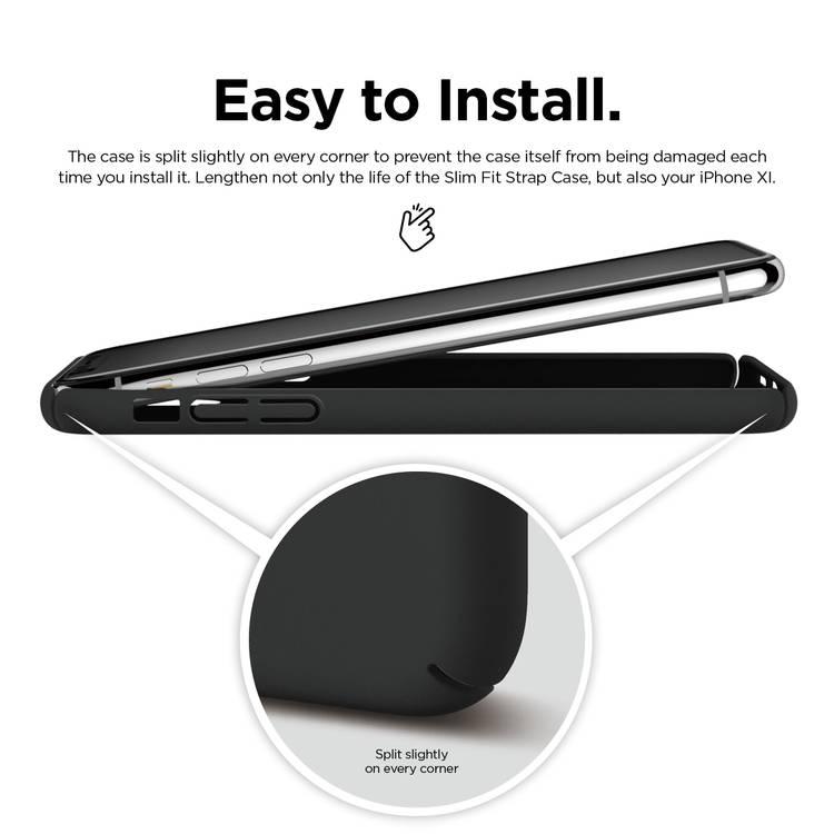 جراب Elago Slimfit Strap لهاتف iPhone 11 Pro Max - أسود