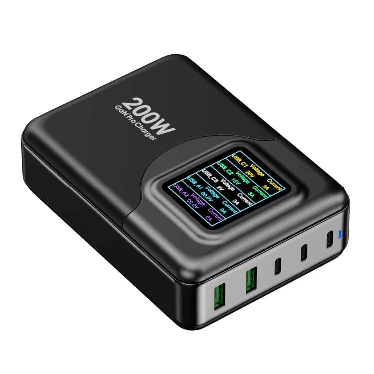 Powerology 200W GaN Charging Terminal Simultaneous Fast-Charging for Multiple Devices - Black