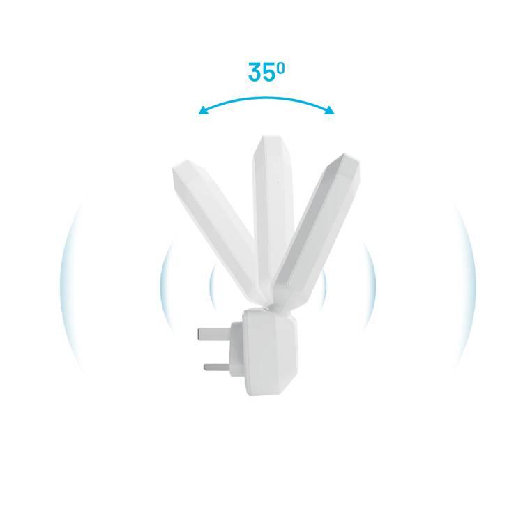 Porodo 2.4GHz Wi-Fi Signal Extender High-Speed 300Mbps Setup - White