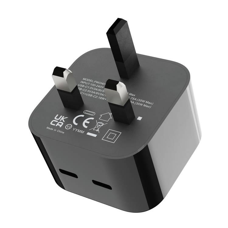 Porodo Super-Fast Dual USB-C Wall Charger With 1.2m Type-C To Lightning Cable - Black