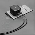 شاحن جداري مزدوج USB-C فائق السرعة من بورودو مزود بكابل من النوع C إلى Lightning بطول 1.2 متر - أسود