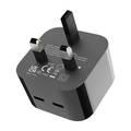 Porodo Super-Fast Dual USB-C Wall Charger With 1.2m Type-C To Type-C Cable - Black