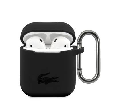 Lacoste Liquid Silicone Airpods Case with Glossy Printing Logo AirPods 1/2 - Black