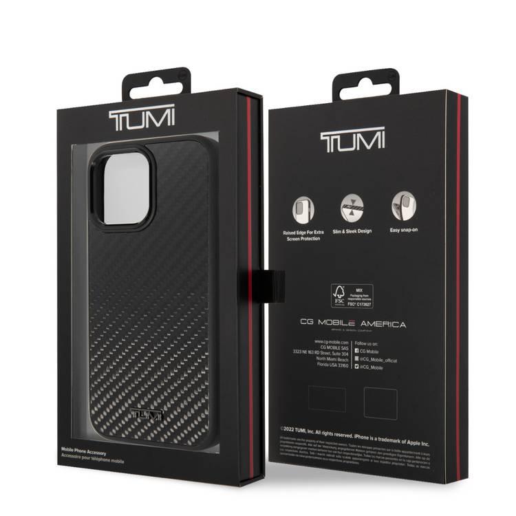 جراب صلب من ألياف الكربون الأصلي من الألومنيوم من تومي لهاتف iPhone 14 Pro Max - أسود
