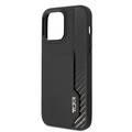 جراب Tumi HC مصنوع من الجلد وألياف الكربون اللامع مع فتحة بطاقة عمودية لهاتف iPhone 14 Pro - أسود