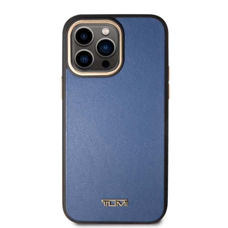 جراب هاتف Tumi نسائي ناعم من الجلد الناعم لهاتف iPhone 14 Pro Max - أزرق