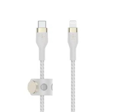 Belkin Boost Charge Pro Flex USB-C to Lightning Cable Braided Silicone 1 Meters - White