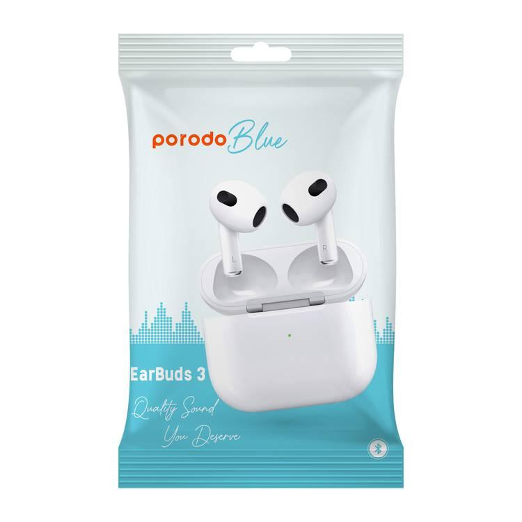 Porodo Blue Earbuds Pro 2 with Swipe Volume - White