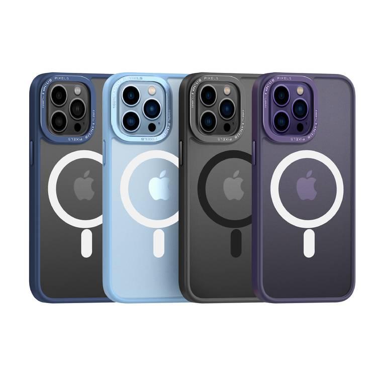 Comma Joy Elegant Metal Frame Anti-Shock Case for iPhone 14 Plus - Purple