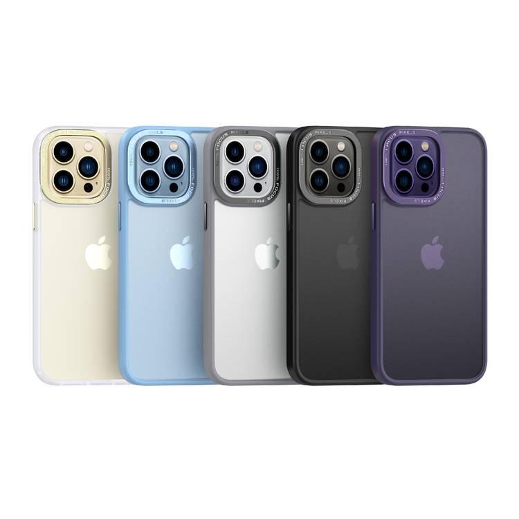 Comma Joy Elegant Metal Frame Anti-Shock Case for iPhone 14 Plus - Blue