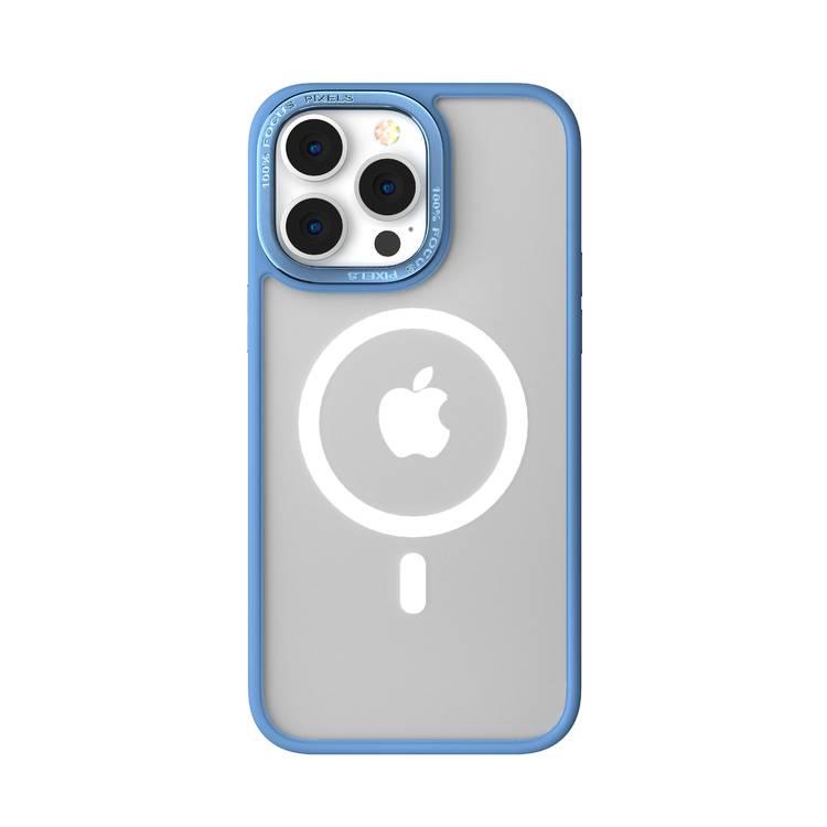 جراب Comma Joy Elegant Metal Magnet مضاد للصدمات لهاتف iPhone 14 - أزرق