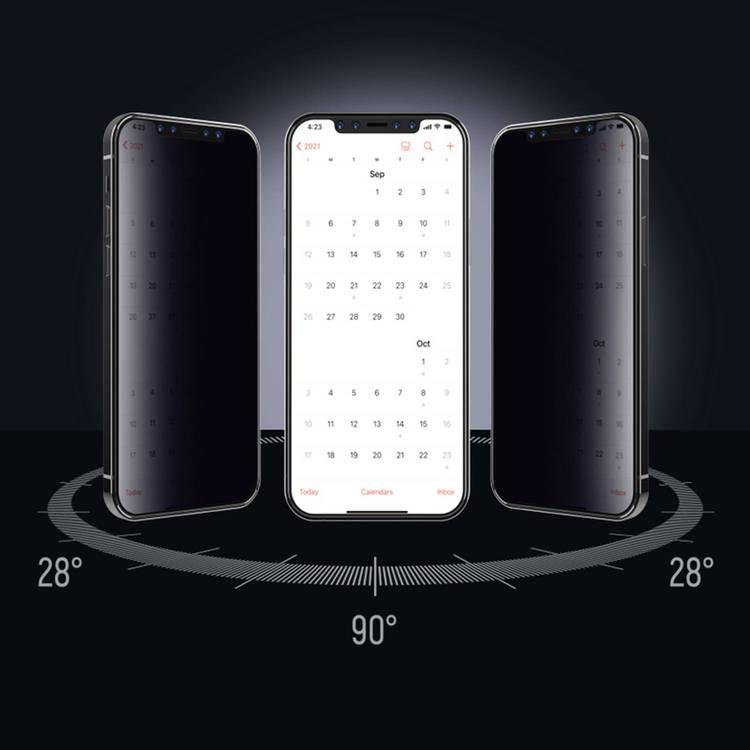 Devia Van Series Privacy Silicone Edge Twise-Tempered Glass لهاتف iPhone 14 Plus - أسود