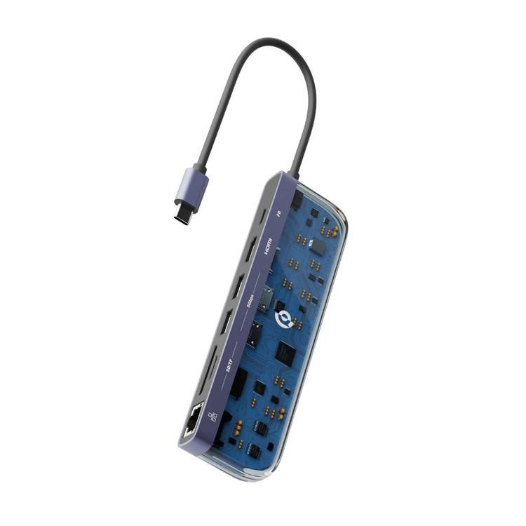 Powerology Universal 7-in-1 USB-C Multi Hub with Transparent Design
