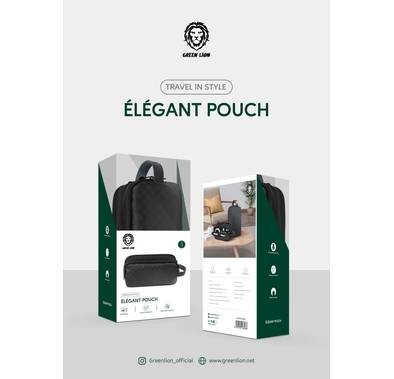 Green Lion Elegant Pouch, Easy for Carrying, Suitable for Outdoor, Business, Office, School - Grey