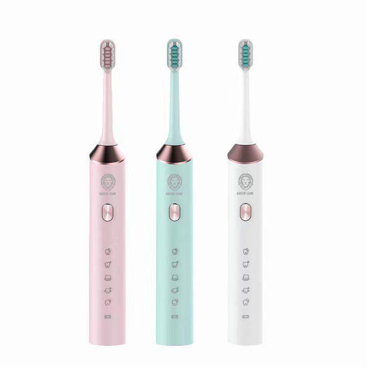 Green Electric Toothbrush with 5 Modes & 4 Brush Heads - Pink