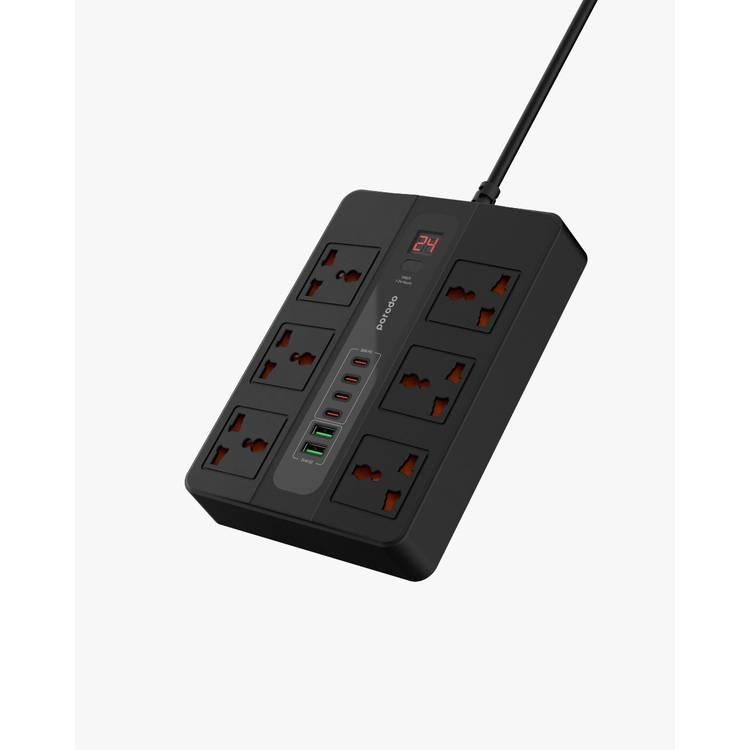 Porodo Multi-Port Super Hub 4 USB-C & 2 USB-A Ultimate Home & Office Kit - 2m - Black