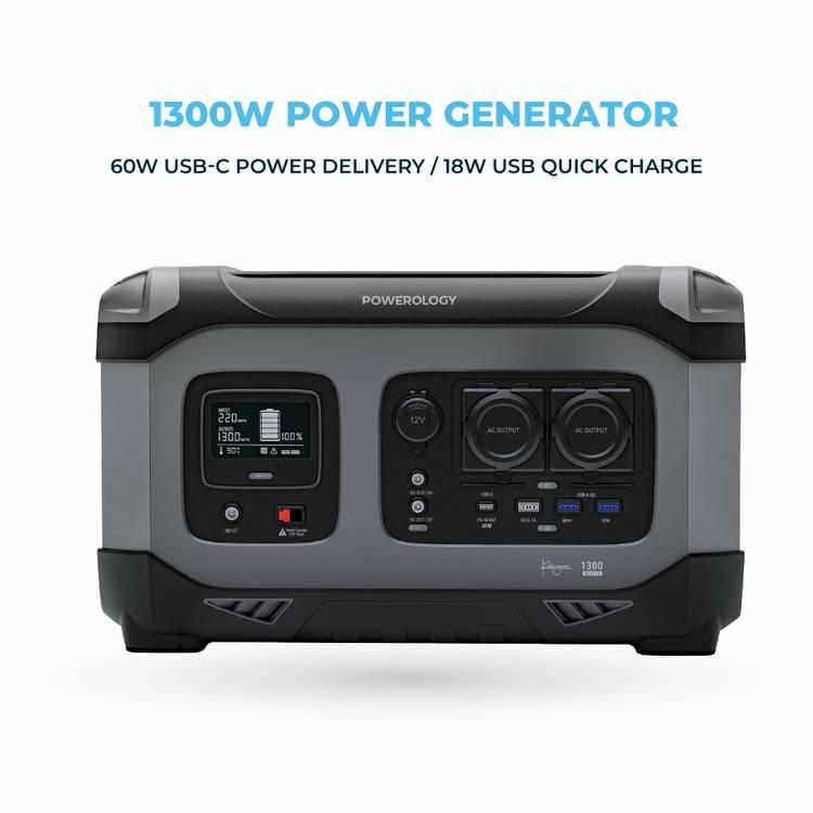Powerology Portable Power Generator 392000mAh 1300W PD 60W - Black