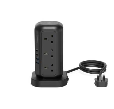 Powerology 12 Socket Multi-Port Tower Extension & Charge