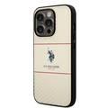 U.S. Polo Pattern Stripe Hard Case iPhone 14 Pro Max - Beige