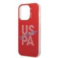 U.S. Polo Glitter Script Card Case iPhone 14 Pro Max - Red