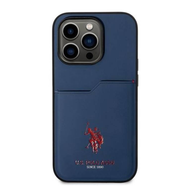 U.S. Polo Card Slot Hard Case iPhone 14 Pro - Navy Blue
