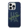 U.S. Polo Glitter Script Card Case iPhone 14 Pro Max - Navy Blue
