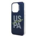 U.S. Polo Glitter Script Card Case iPhone 14 Pro Max - Navy Blue