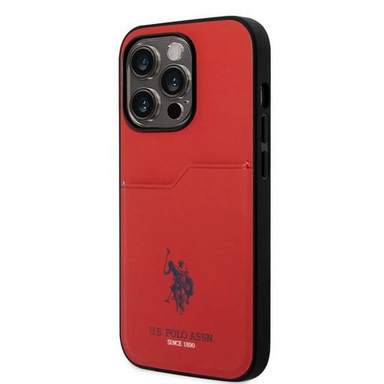U.S. Polo Card Slot Hard Case iPhone 14 Pro Max - Red