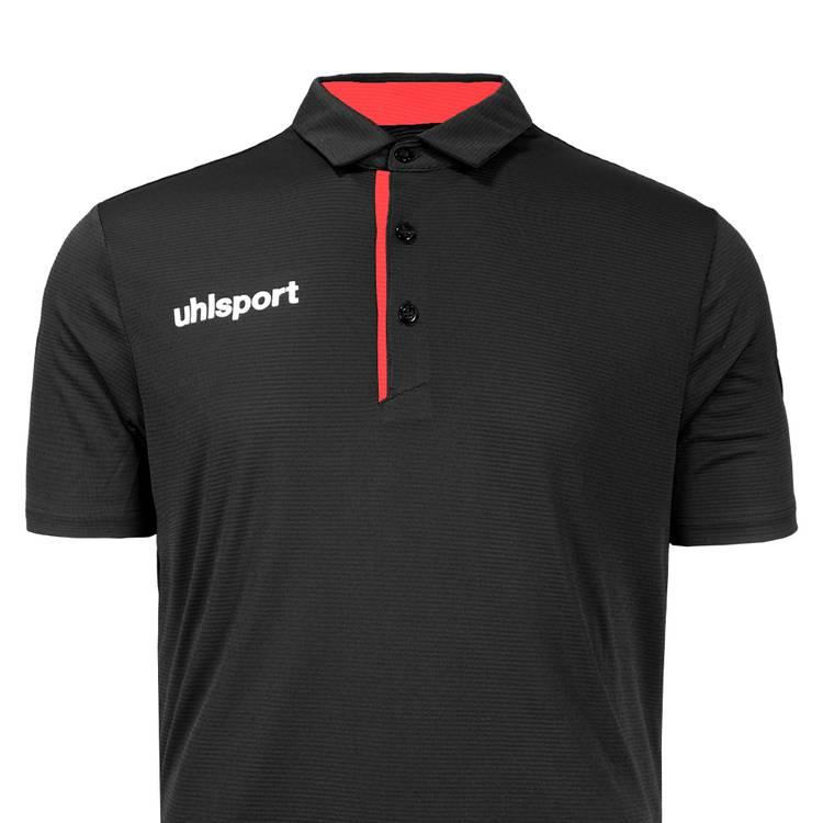 uhlsport Polo Shirt, Smart breathe® CLASSIC, For training & Golf & all kinds of sports, Short Sleeve, Sweats and dries very quicky, Regular Fit -  Black/Red - L