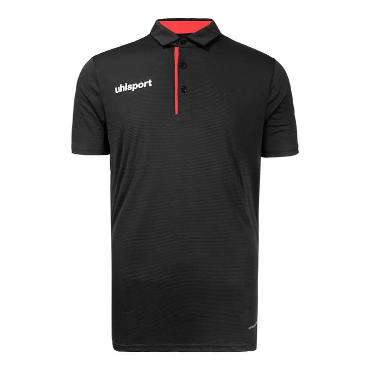 uhlsport Polo Shirt, Smart breathe® CLASSIC, For training & Golf & all kinds of sports, Short Sleeve, Sweats and dries very quicky, Regular Fit -  Black/Red - 2XL