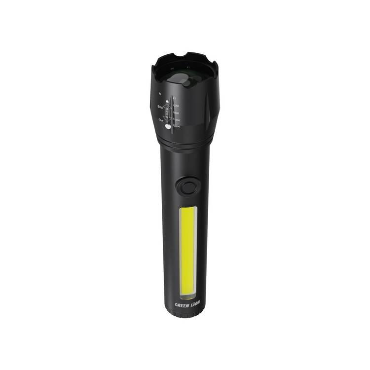 Green Lion 2 in 1 Rechargeable Torch 1500LM 4000mAh - Black