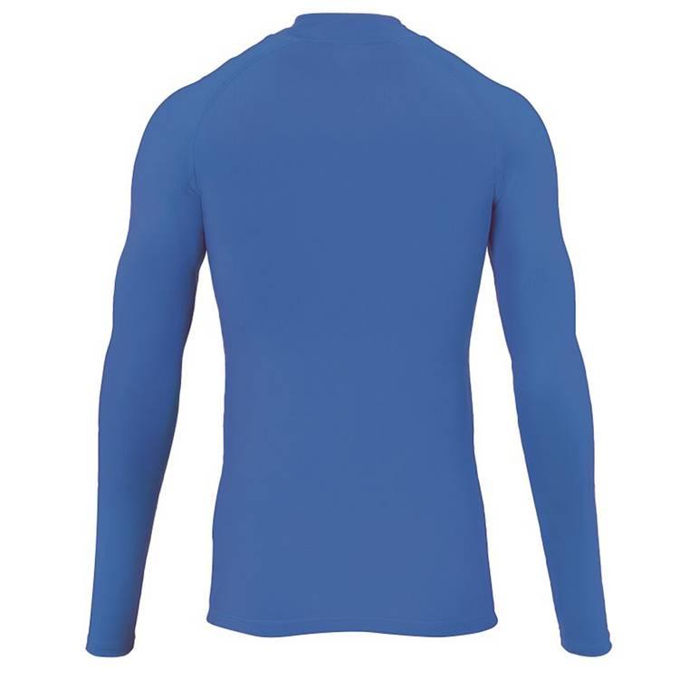uhlsport Men's Tight T-Shirt, Dry tech base, For all kind of sports training, Round & standing collar, Very light elastic fabric, Slim Fit, Long sleeves - Blue - XL