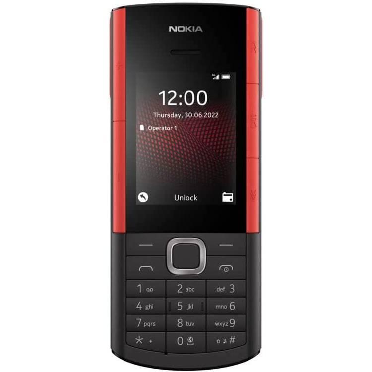 Nokia 5710 Xpress Audio Feature Phone with built-in wireless earbuds, 4G Connectivity, (Dual SIM) - Black and Red