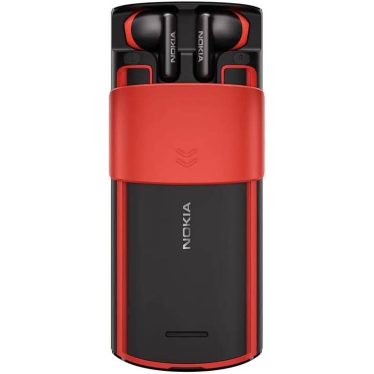 Nokia 5710 Xpress Audio Feature Phone with built-in wireless earbuds, 4G Connectivity, (Dual SIM) - Black and Red