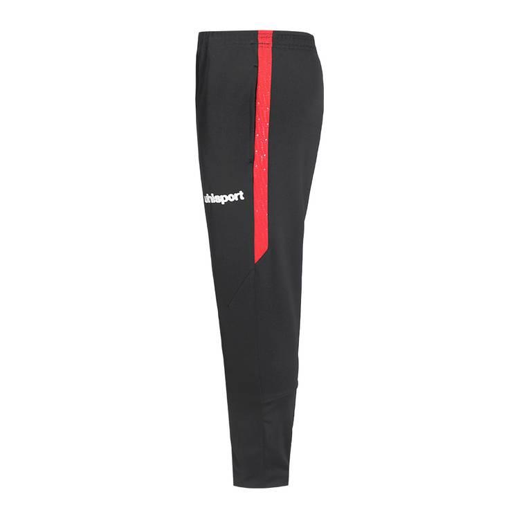 uhlsport Men's Pants, Light & comfortable for training, Two side zip pockets, Super receptive material for perfect connection, Suitable for indoors & outdoors -  Black/Red - 3XL