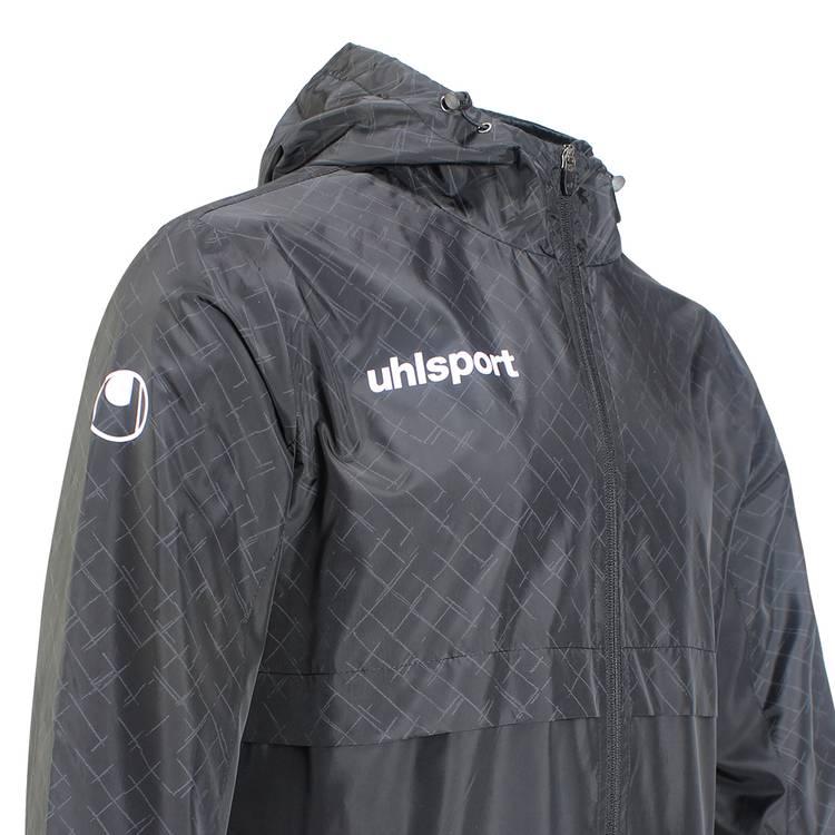 uhlsport Rain Jacket, Smart breathe® FIT, For all kinds of sports in cold weather, Waterproof coating, Pockets on both sides, Adjustable cape, Elastic wrist - Black - M