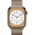 Apple Watch Series 8 (GPS + Cellular) - هيكل من الفولاذ المقاوم للصدأ من الذهب ، حلقة ميلانيز ذهبية - 41 ملم