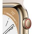 Apple Watch Series 8 (GPS + Cellular) - هيكل ذهبي من الفولاذ المقاوم للصدأ ، حزام رياضي Starlight - 41 ملم
