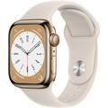 Apple watch series 8 (GPS + Cellular) - Gold Stainless Steel Case, Starlight Sport Band - 41 MM