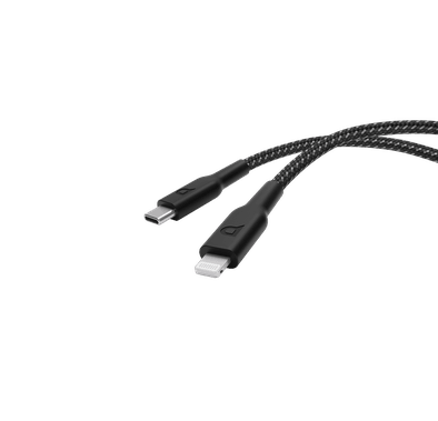Powerology Braided USB-C To Lightning Cable - Black