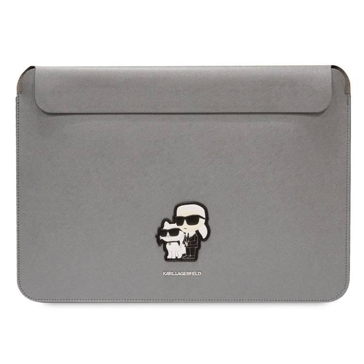 حقيبة كمبيوتر محمول Karl Lagerfeld مع شعار K&amp;C NFT - مقاس 14 بوصة - فضة