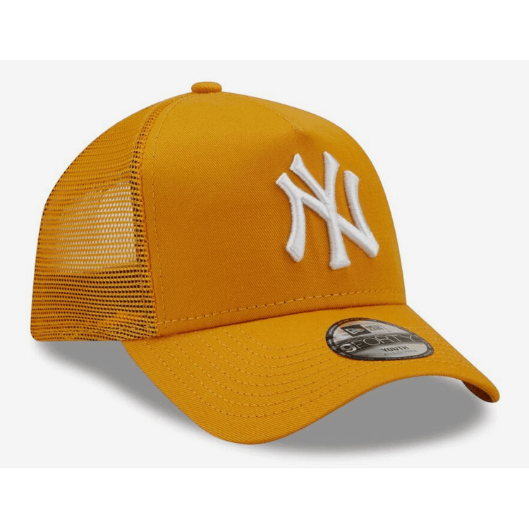 Shop New Era MLB NY Yankees Mesh Trucker Cap in Orange