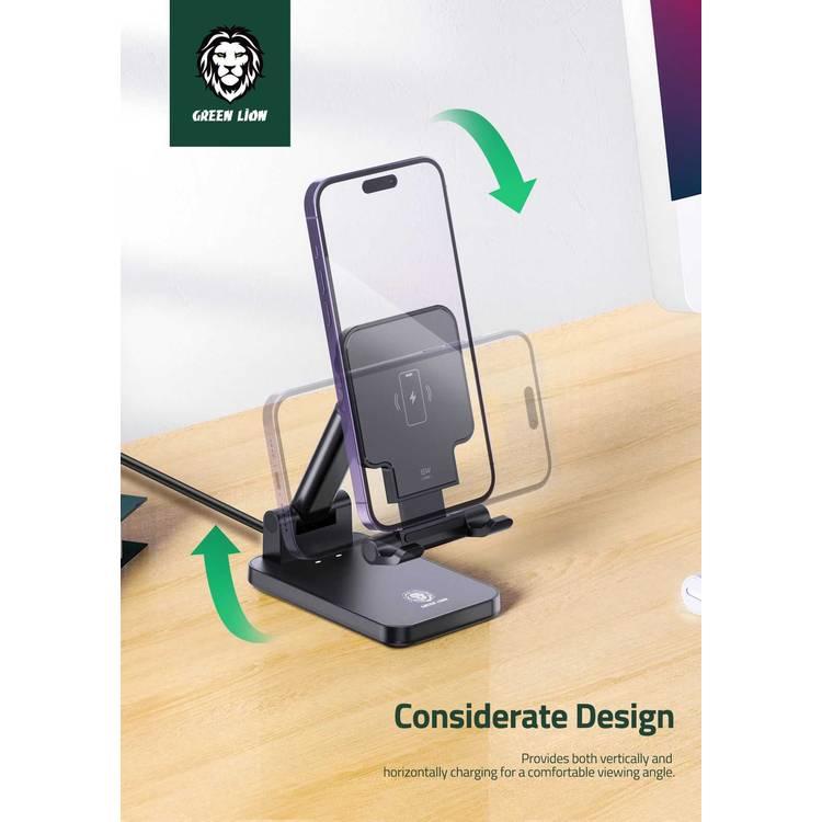 Green Lion Foldable Wireless Charging Stand - Black