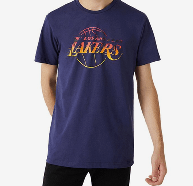 New Era NBA Coastal Heat Infill LA Lakers Men's T-Shirt - Light Navy - L