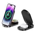 Green Lion 3 In 1 Foldable Bracket Wireless Charger - Black