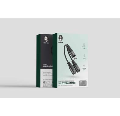 Green Lion 2 in 1 Audio & Charge USB C Adapter [ Type-C + 3.5 audio jack ]