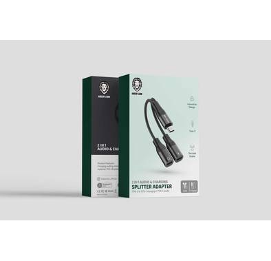 Green Lion 2 in 1 Audio & Charge USB C Adapter [ Dual Type-C ]