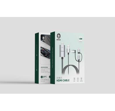 Green Lion 3 In 1 HDMI Cable | Black