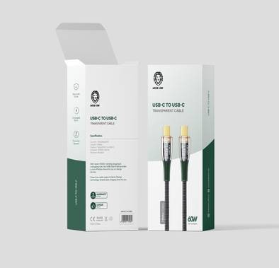 Green Lion USB-C to Type-C Transparent Cable - 1-Meter - Black